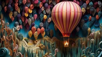 Fototapeta na wymiar A Mesmerizing Hot Air Balloon Crafted with Intricate Ornaments