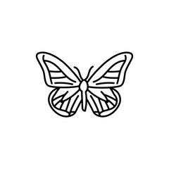 Obraz na płótnie Canvas Butterfly black line icon.