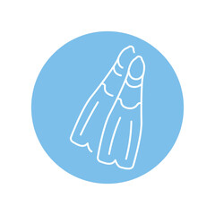 Diving flippers black line icon. Pictogram for web page