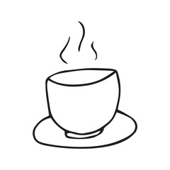 a cup of tea or coffee. Vector illustration. the art of doodles. black and white drawing. hot drink. steam forms over the cup.