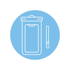 Waterproof phone case black line icon. Pictogram for web page