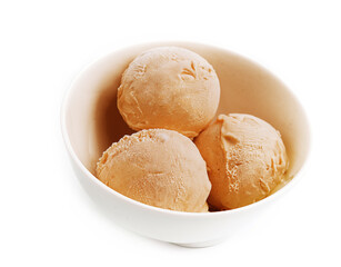 Fototapeta na wymiar Plain vanilla ice cream scoops without toppings