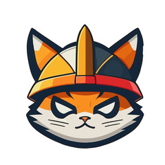Cat head viking mascot icon illustration