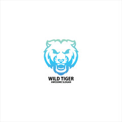tiger head line art design logo