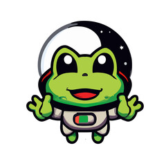Frog Chibi kawaii astronaut icon mascot illustration