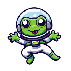 Cosmic Leap: Frog Chibi Astronaut Icon - A Vector Mascot Illustration of Adventure in Space