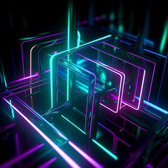 Radiant Symphony: A Kaleidoscope of Vibrant Neon Lights created with Generative AI technology