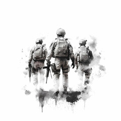 Fototapeta na wymiar Military Soldiers Illustration Generative AI