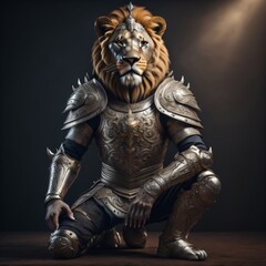 Fototapeta na wymiar lion in silver suit set like man