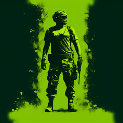 Fototapeta premium Army Soldier Illustration. Generative AI