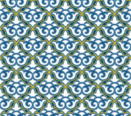 Abstract floral seamless pattern. Flourish tiled oriental ethnic background. Arabic ornament with asian flower motif. Good for fabric, textile, wallpaper or package background design.