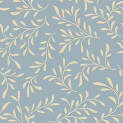 Floral seamless pattern. Branch with leaves ornamental texture. Flourish nature summer garden textured background
