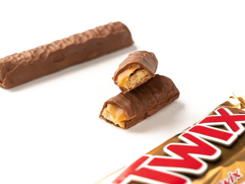 West Bangal, India - May 20, 2023 : Twix chocolate photos shot on different background.