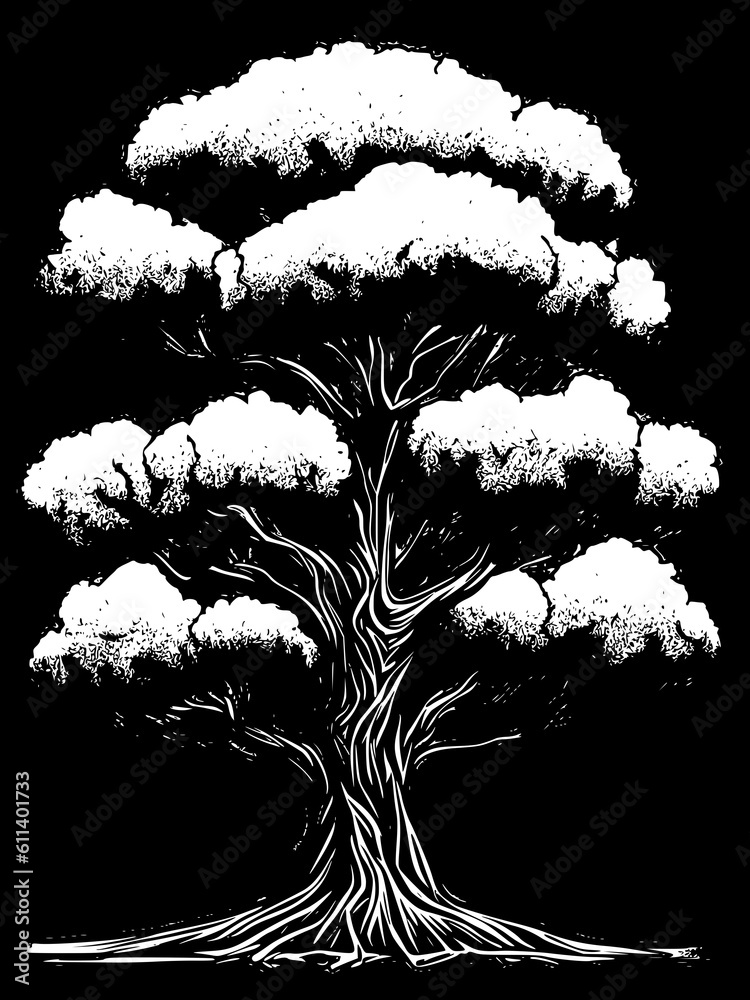 Canvas Prints black and white tree silhouette