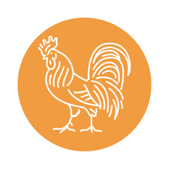 Cock black line icon. Farm animals.