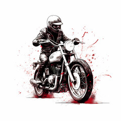 Biker Illustration. Generative AI