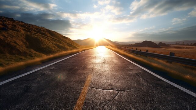 An Asphalt Road in the Sun