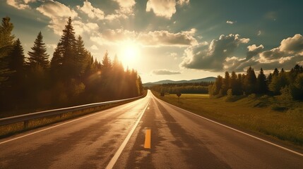 An Asphalt Road in the Sun