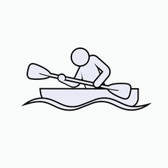 Kayak Icon. Canoe, Watersport Symbol - Vector. 
