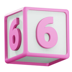 3d six number block illustration