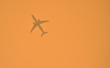 airplane flying in smoke filled sky, brooklyn, new york city (hazy, smoky, smog from wildfires in...