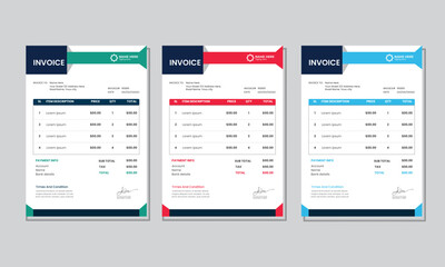 Fototapeta na wymiar Corporate Invoice template design minimal and professional payment agreement form money accounting tax page. clean invoice, simple invoice document 