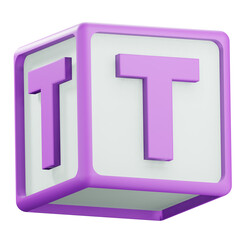 3d t alphabet block illustration