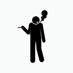 Man Smoking Icon. Bad Habit Symbol - Vector.  