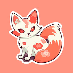 Vector illustration kawaii cartoon little cute fox character kitsune. Design for baby t-shirt, fashion print, cards, design element for children's clothes etc.
