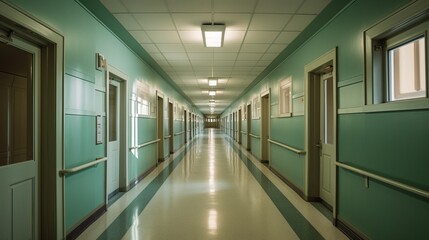 Obraz premium Empty Hospital Corridors