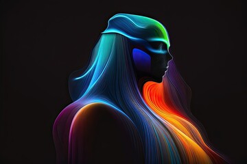 Colorful Ghost on Black Background Generative AI