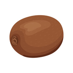 Kiwi in peel. Flat vector illustration of kiwi fruit isolated on white background. 