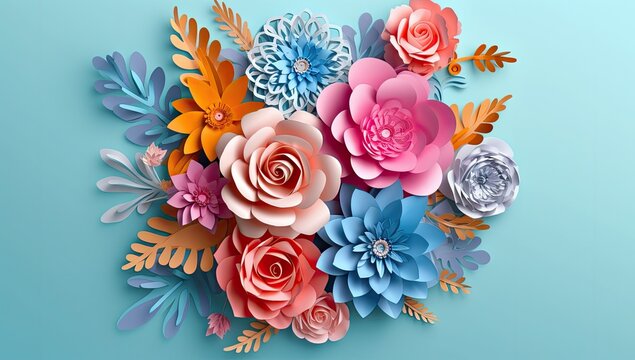 floral paper flower 3d model Generative AI