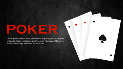 playing cards Vector with suits  with Dark background and red text 