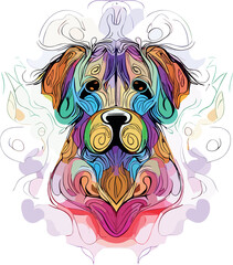 Illustrative Pet Art: Watercolor Abstract Dog