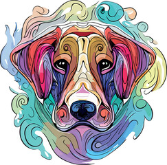 Whimsical Watercolor Dog Illustration in Nature