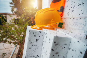 Polystyrene thermal cladding for energy saving on a new house