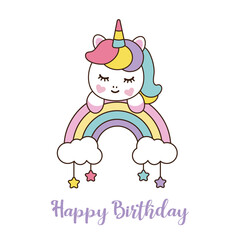 Cute Birthday Unicorn for you, colorful unicorn, greeting card