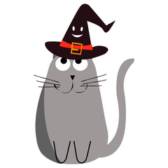 Cat in a witch's hat.