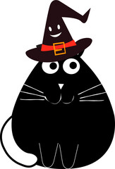 Cat in a witch's hat.