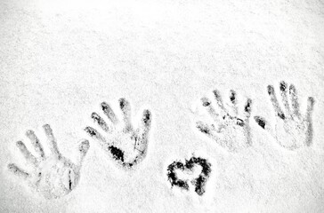 handprints in snow