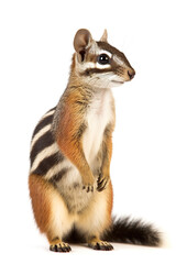 A small numbat standing on its hind legs isolated on white background. Generative AI.