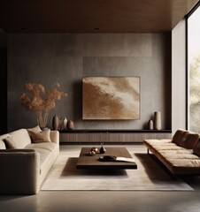 Detailed View of an Elegant Living Room with Plush Sofa and Television Setup.