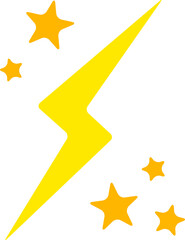 Transparent lightning bolt flash icon. High voltage electricity thunder shock design.