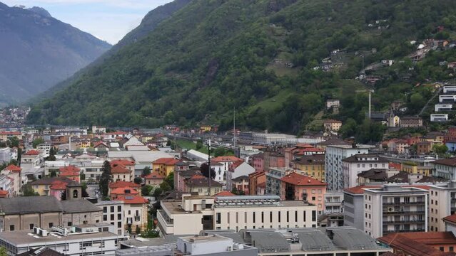 view over the swiss city of bellinzona 4k 30fps video