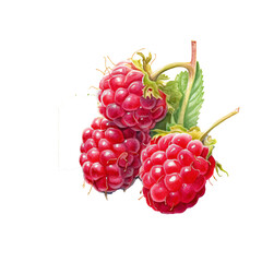 raspberries  in watercolor design isolated on transparent background - obrazy, fototapety, plakaty