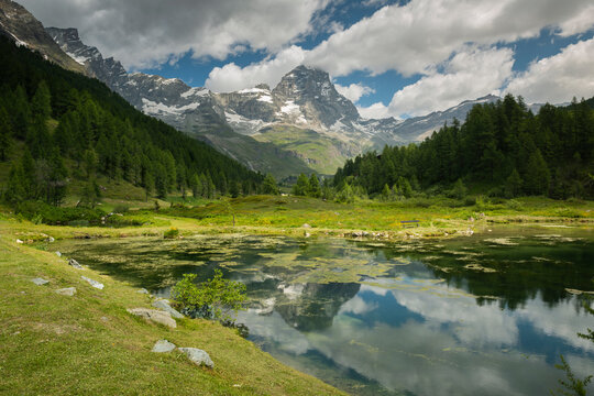 The blu lake, Cervinia, Aosta Valley Italy