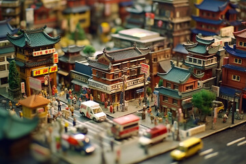 A toy city with a lot of buildings and cars. Generative AI.