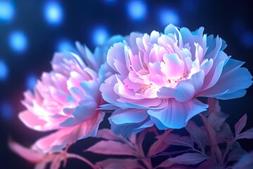 A close up of a flower on a table. Generative AI. Fresh peony flowers.