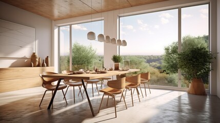 Obraz premium Abundant Natural Light in a Minimalist Dining Room